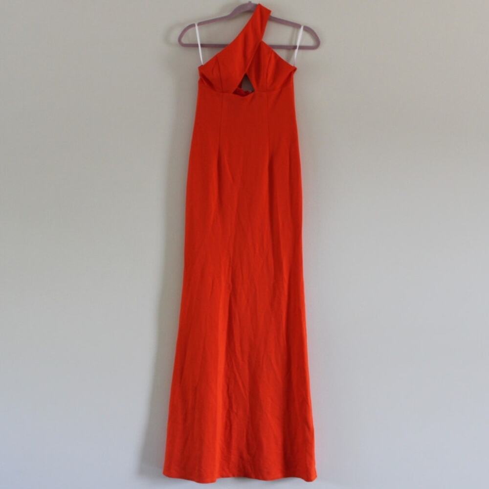 NWT NBD Revolve One Shoulder Cut Out Center Long Maxi Dress Formal Orange Small‎